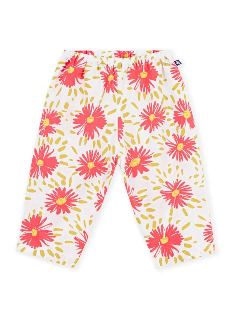 Petit Bateau Babies' flower-print cotton trousers